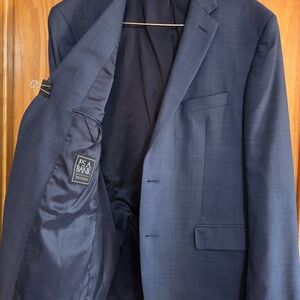 Jos. A. Bank Traveler 44L Tailored Fit Window Pane Blue Jacket Blazer Sport Coat